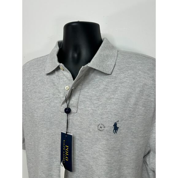 Ralph Lauren Men's Custom Slim Fit Short Sleeve Mesh Polo Gray Heather XL - Picture 3 of 9
